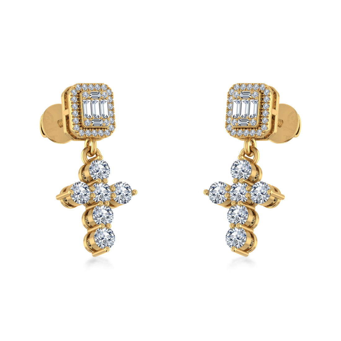 Lab Grown Diamond Cross Dangle Stud Earrings 2
