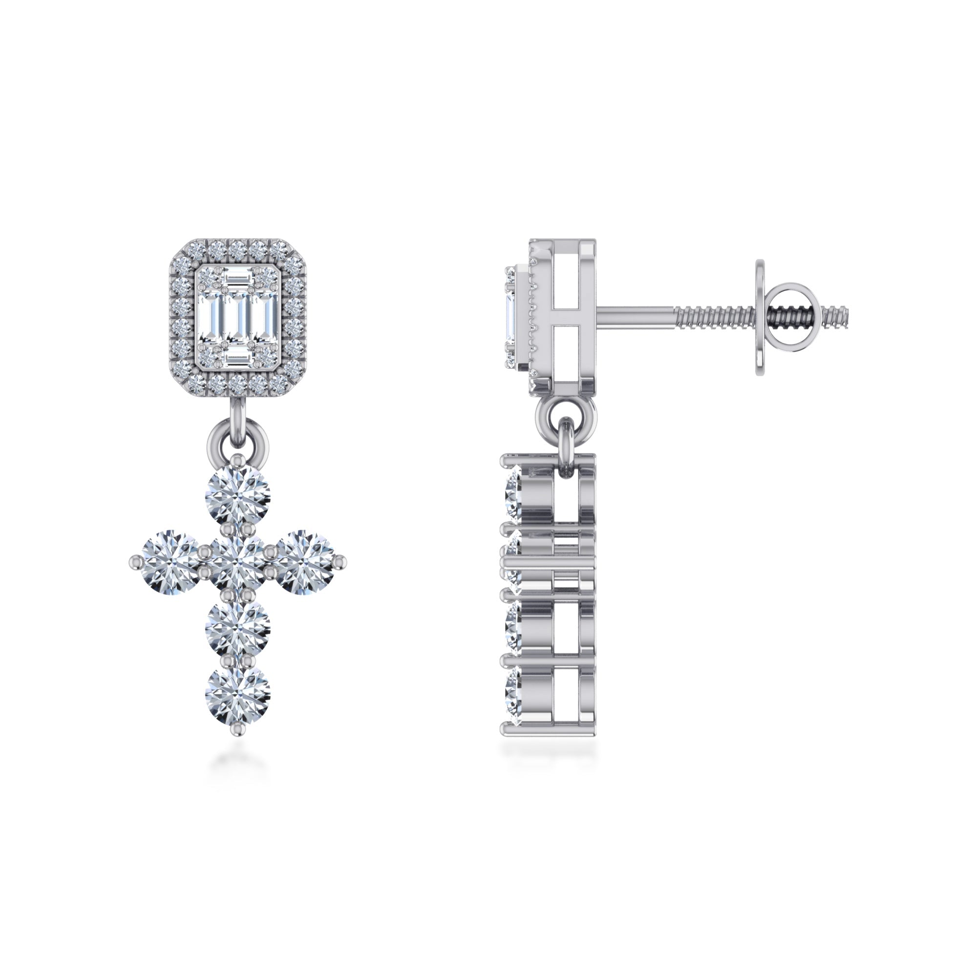 Lab Grown Diamond Cross Dangle Stud Earrings 5