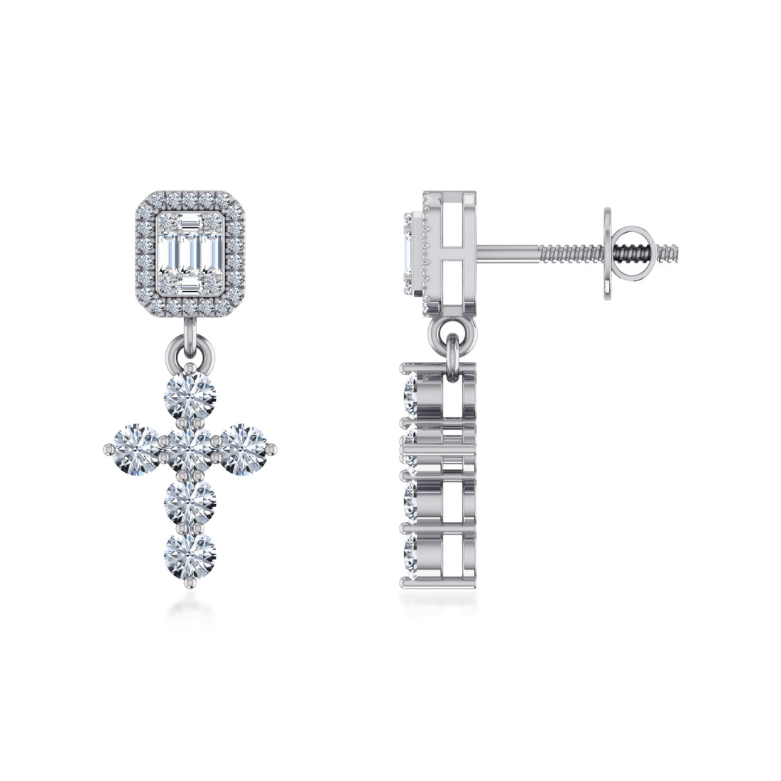 Lab Grown Diamond Cross Dangle Stud Earrings 5