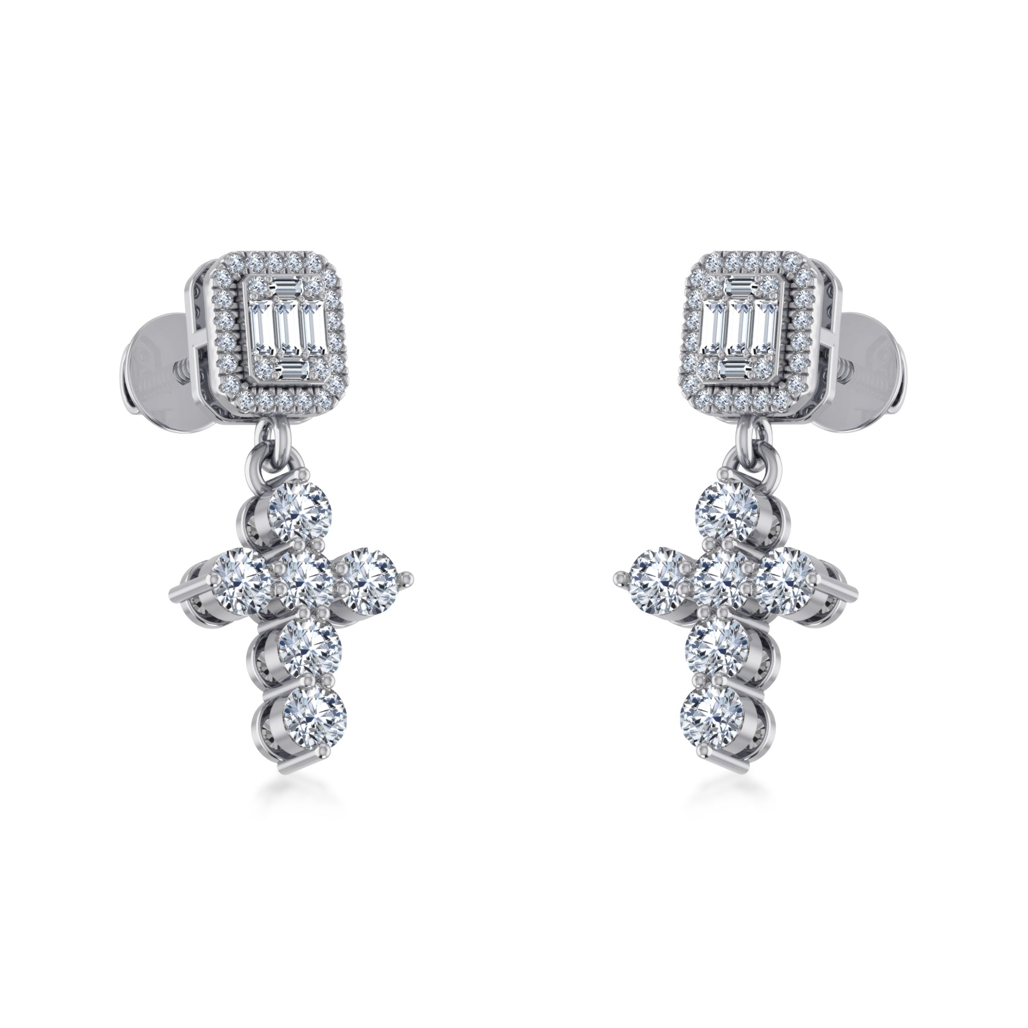 Lab Grown Diamond Cross Dangle Stud Earrings 6