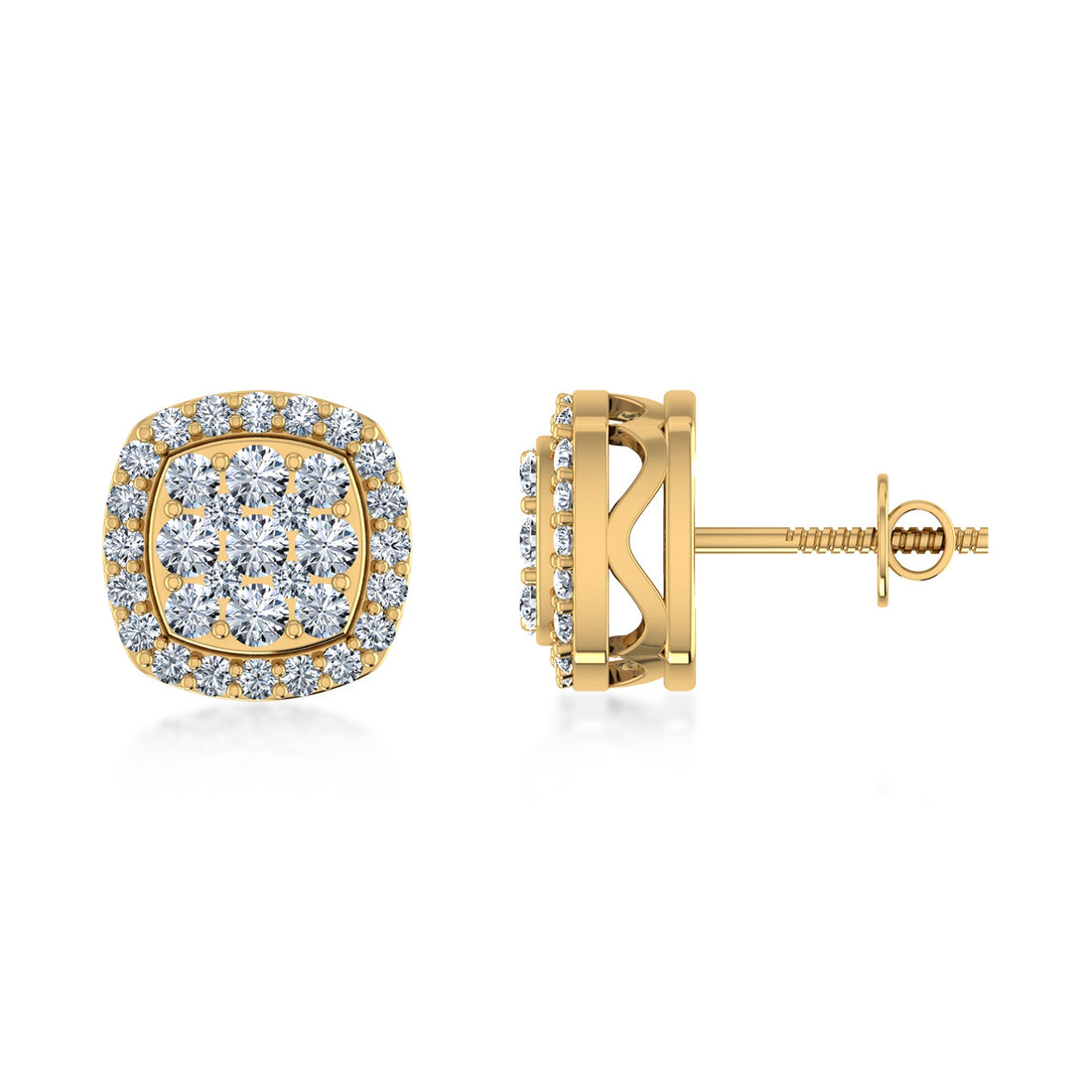 Lab Grown Diamond Cushion Halo Earrings