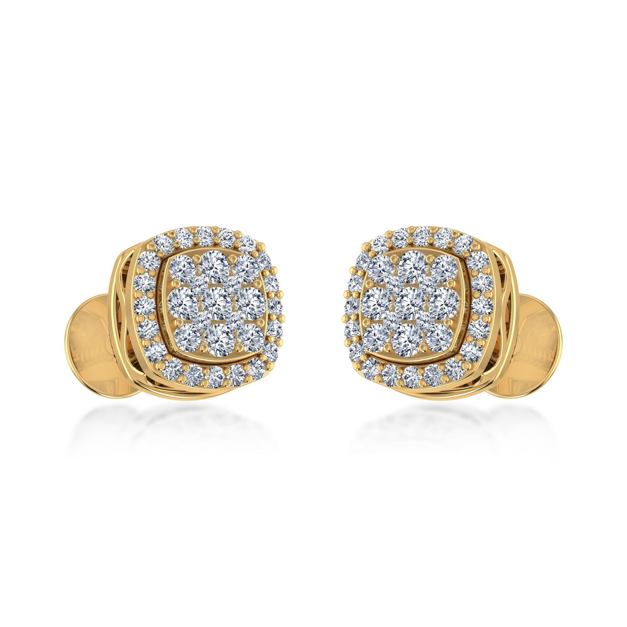 Lab Grown Diamond Cushion Halo Earrings 2