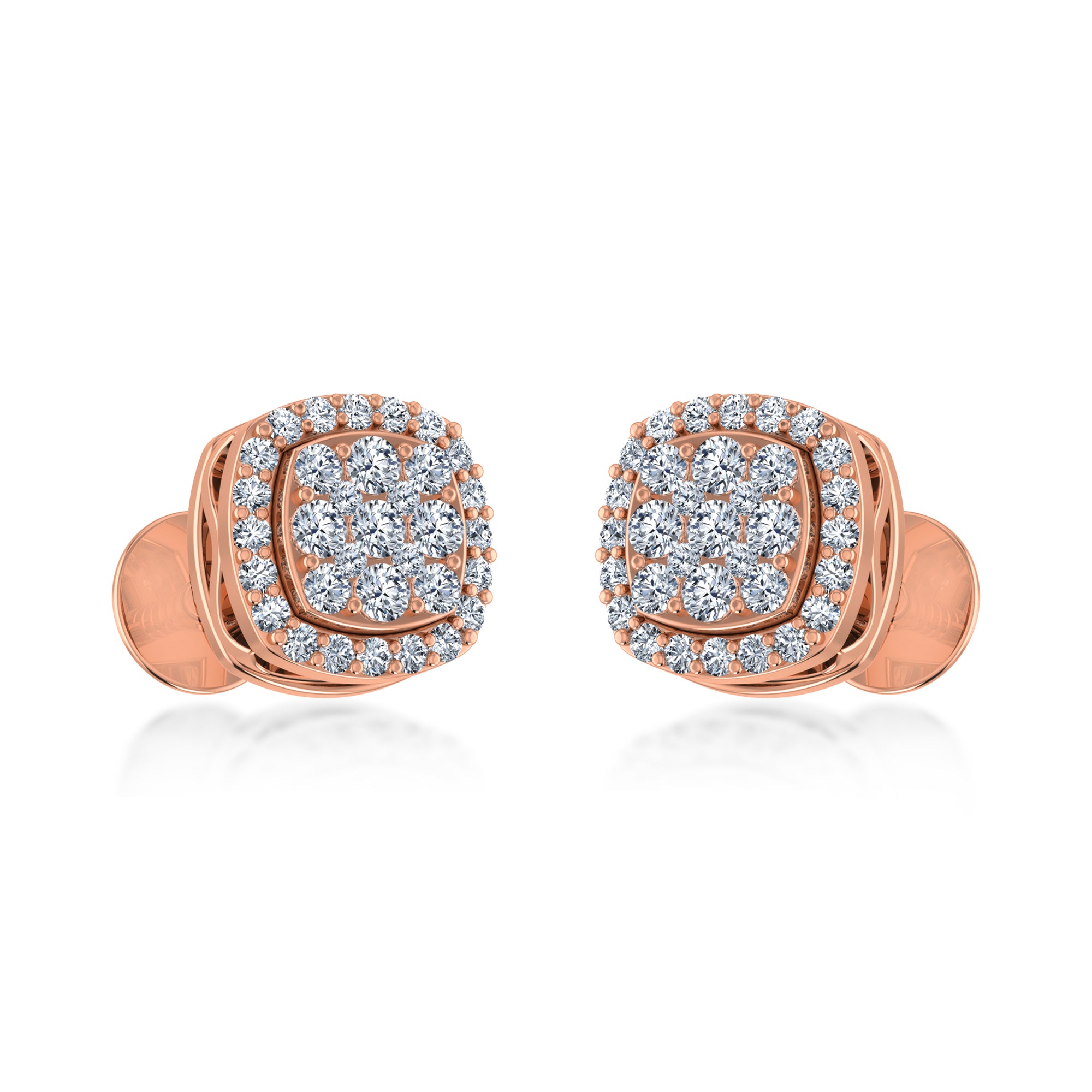 Lab Grown Diamond Cushion Halo Earrings 4