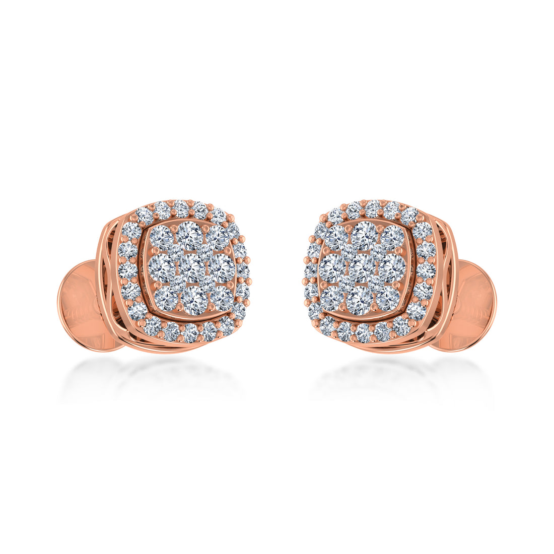 Lab Grown Diamond Cushion Halo Earrings 4