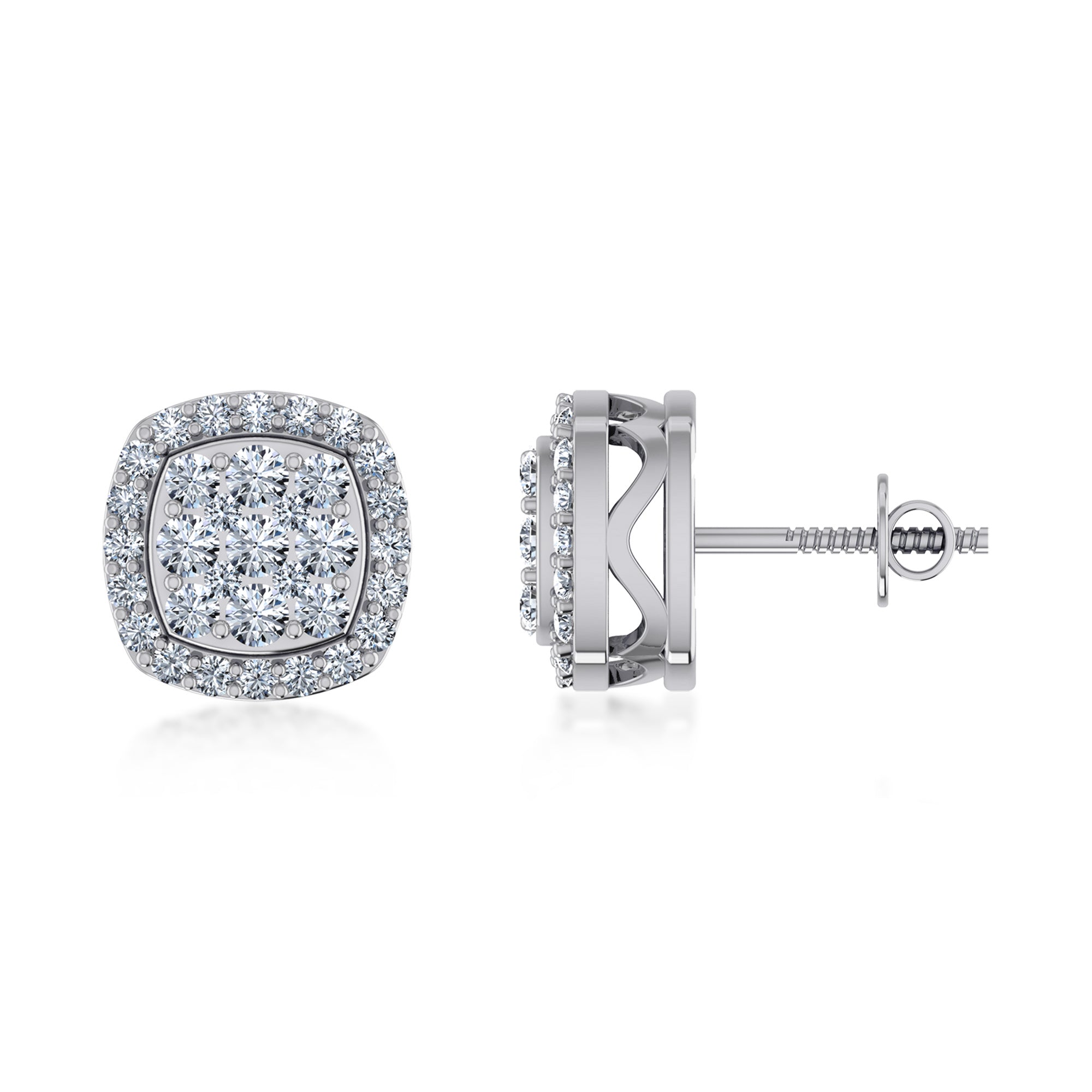 Lab Grown Diamond Cushion Halo Earrings 5