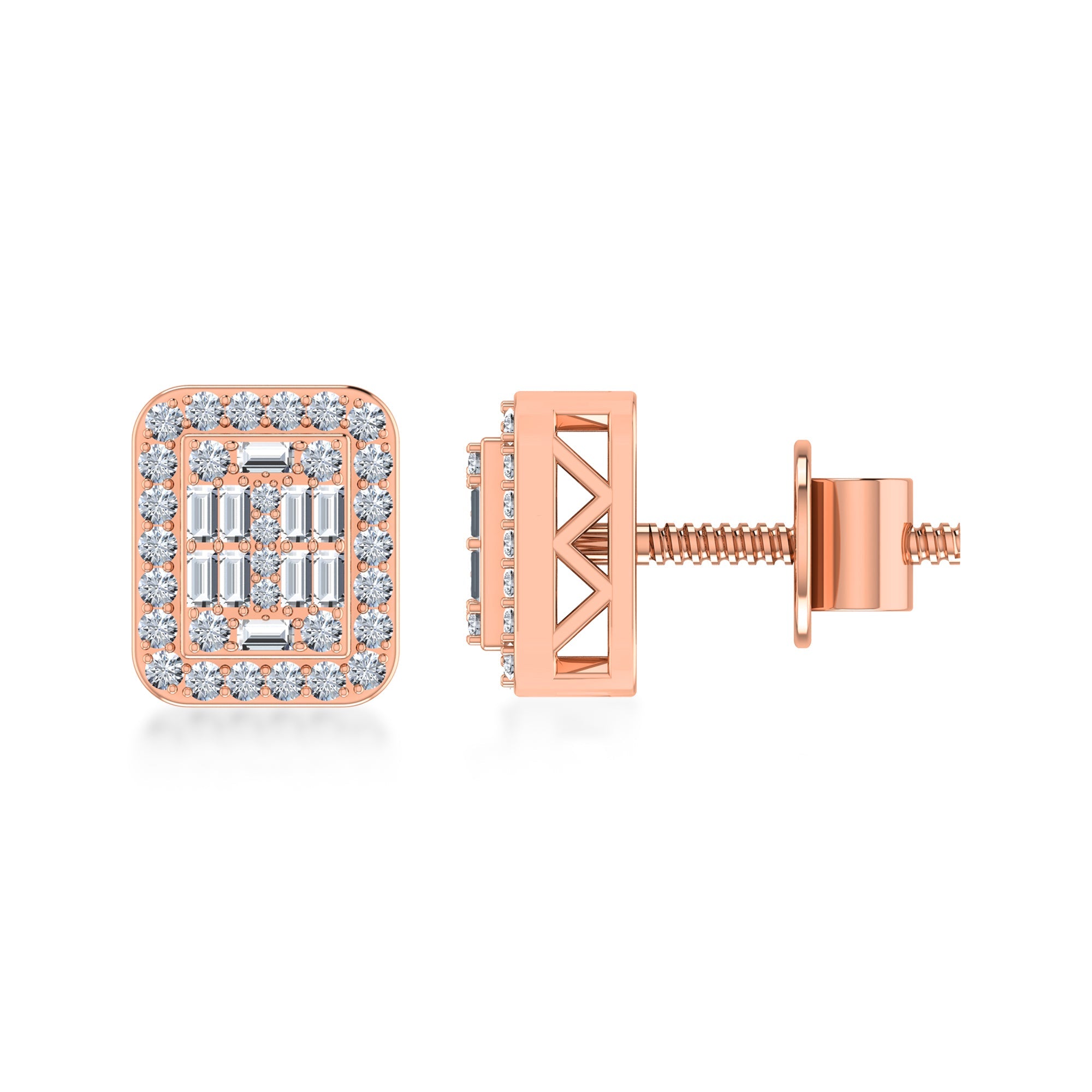 Lab Grown Diamond Cushion Halo Stud Earrings 3