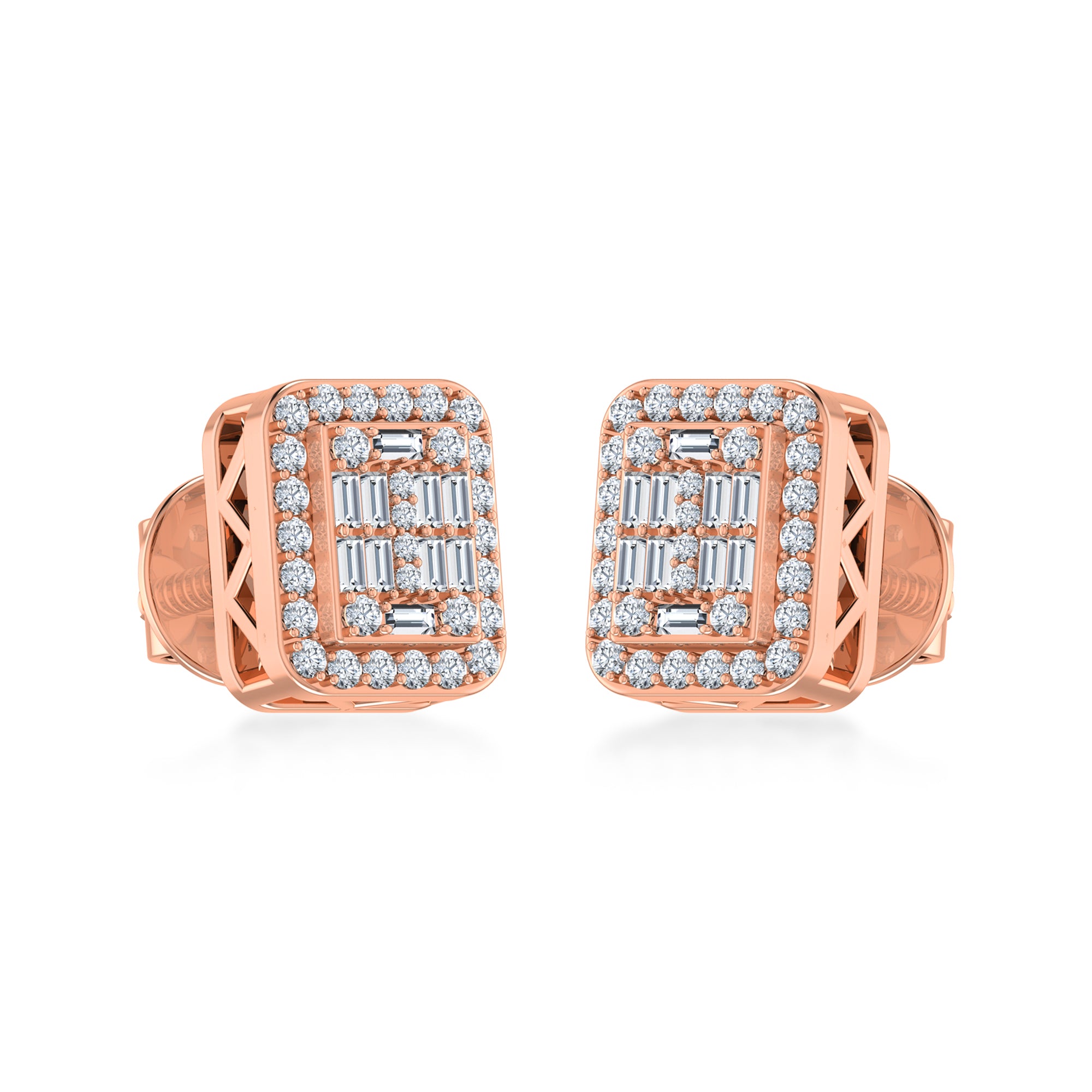 Lab Grown Diamond Cushion Halo Stud Earrings 4