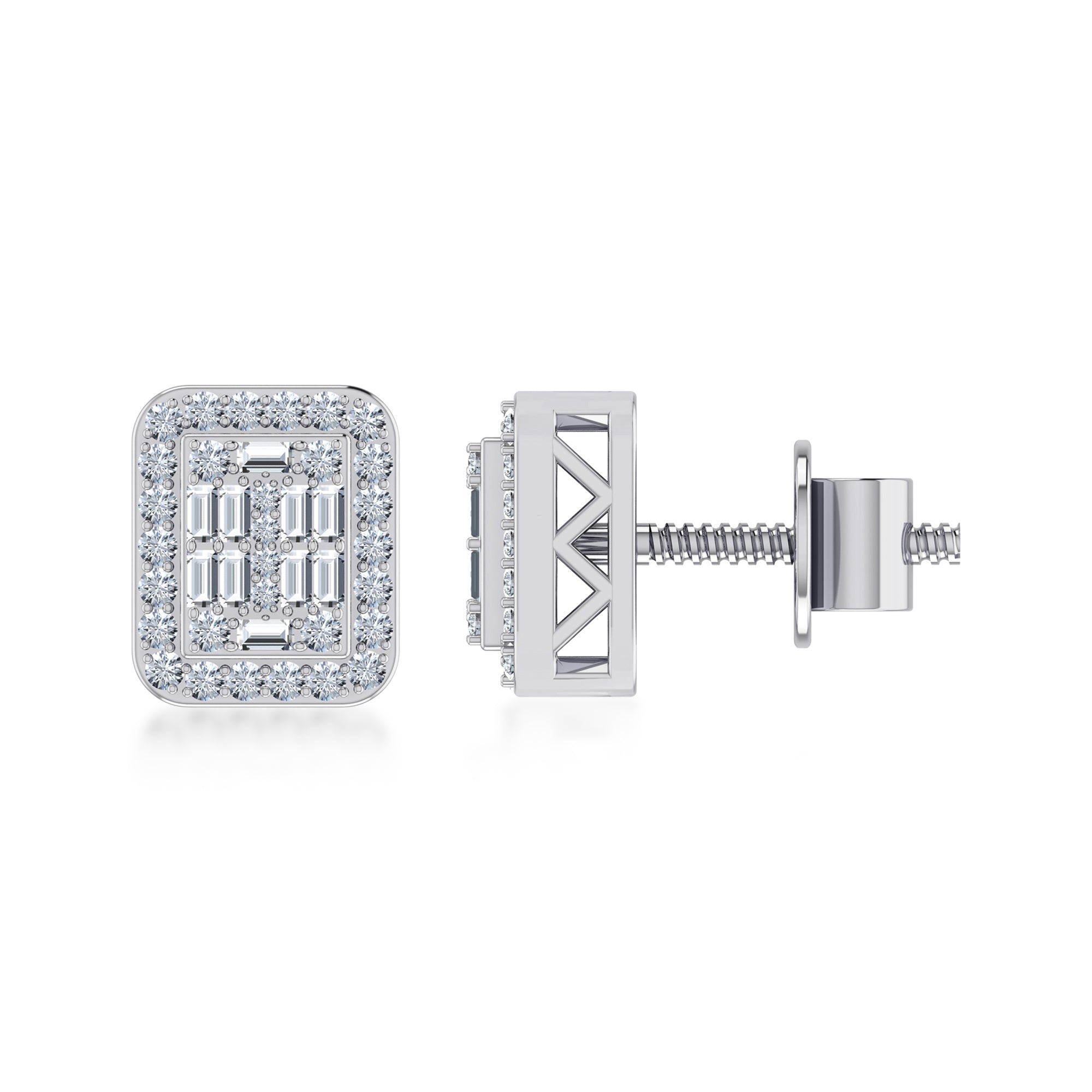 Lab Grown Diamond Cushion Halo Stud Earrings 5