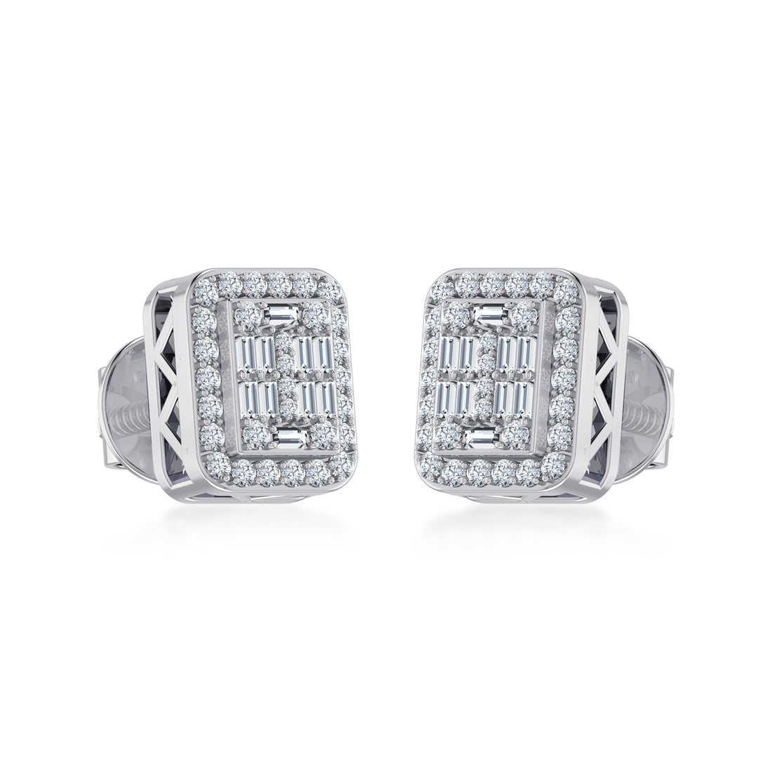 Lab Grown Diamond Cushion Halo Stud Earrings 6