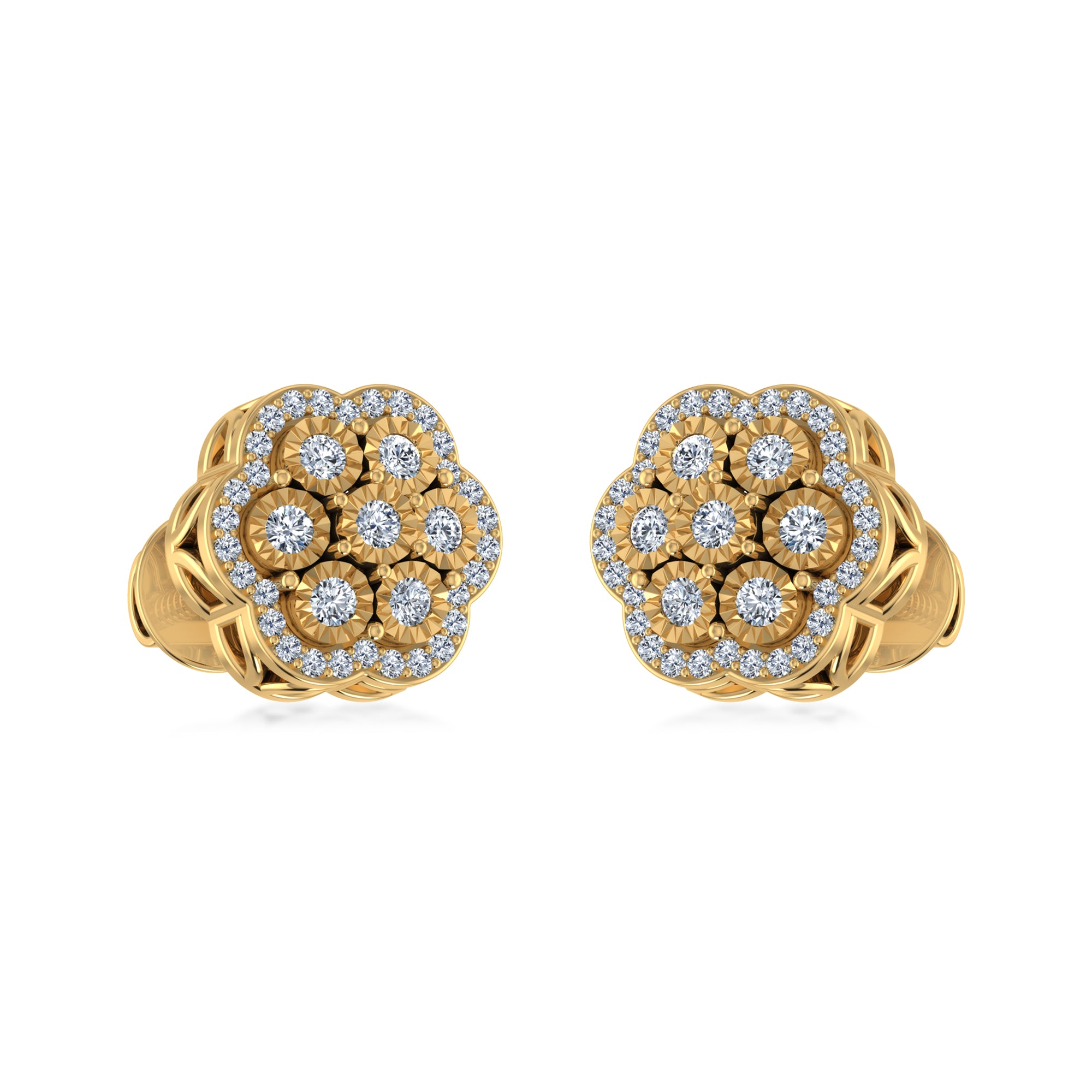 Lab Grown Diamond Floral Cluster Halo Earrings 2