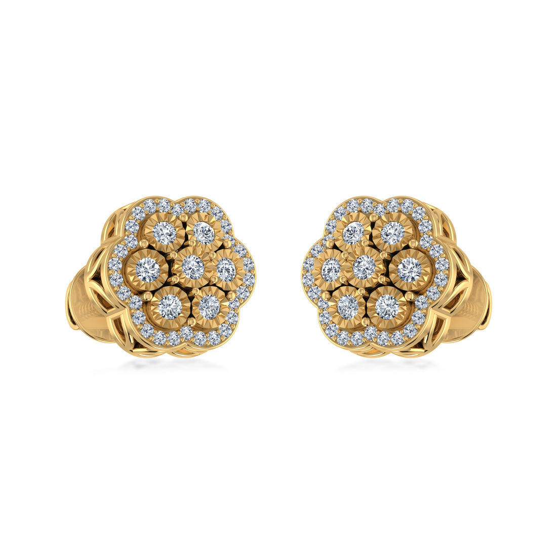 Lab Grown Diamond Floral Cluster Halo Earrings 2