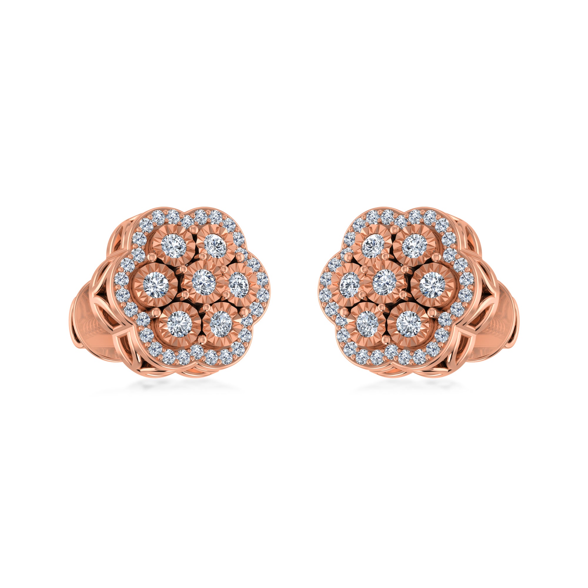 Lab Grown Diamond Floral Cluster Halo Earrings 4