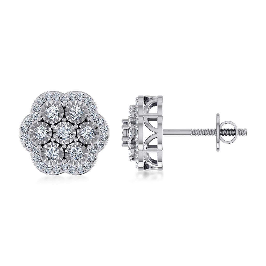 Lab Grown Diamond Floral Cluster Halo Earrings 5