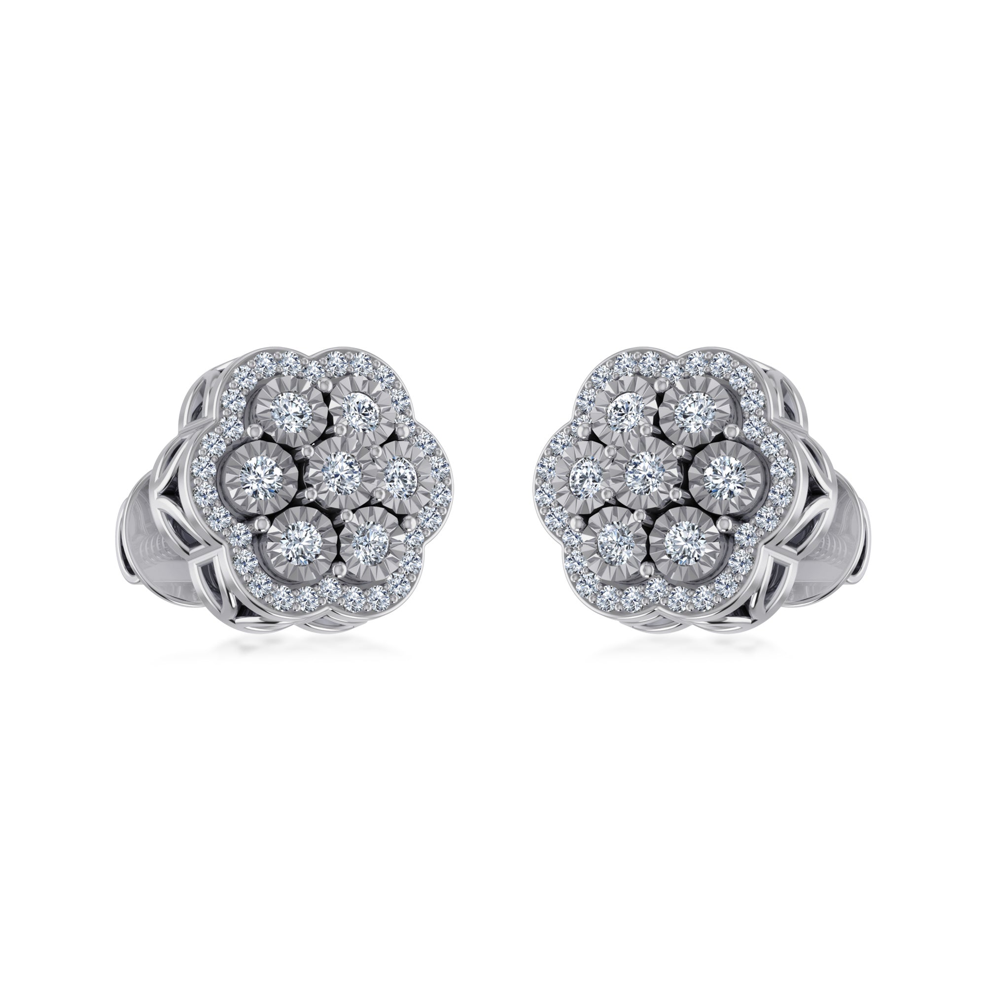 Lab Grown Diamond Floral Cluster Halo Earrings 6
