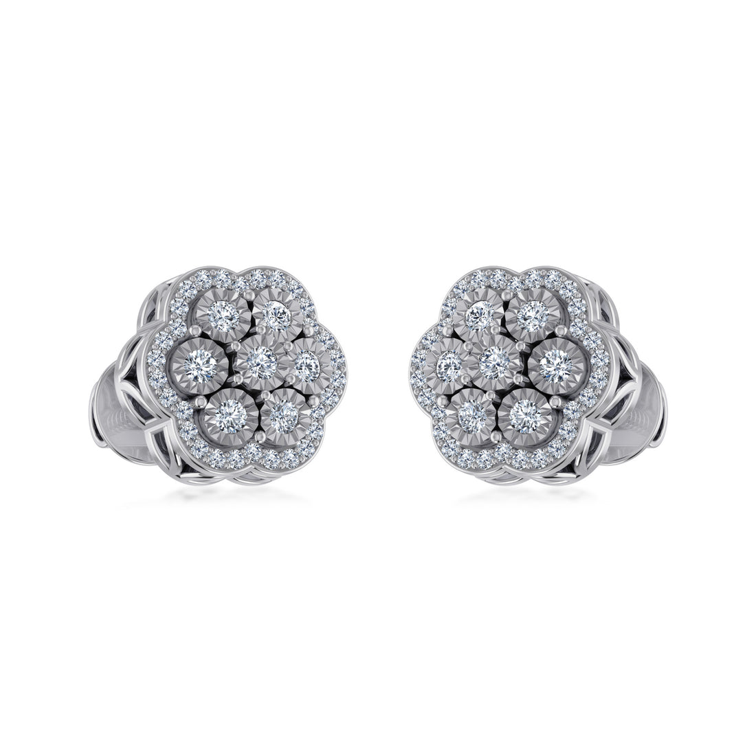 Lab Grown Diamond Floral Cluster Halo Earrings 6