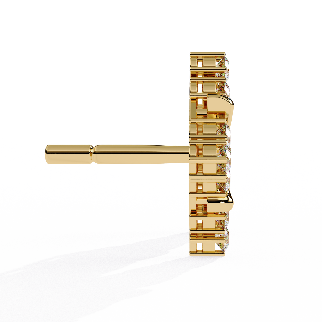 Lab Grown Diamond Floral Stud Earrings – Gold Square Cluster Design