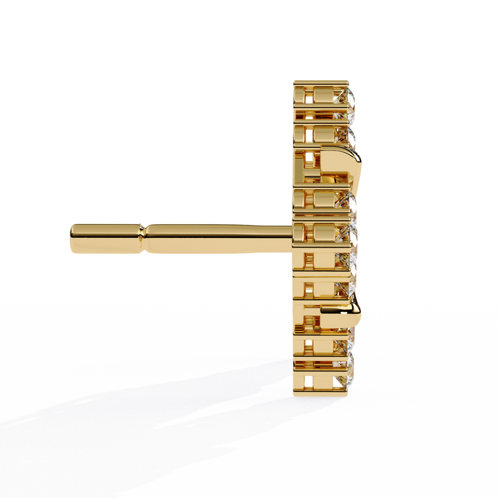 Lab Grown Diamond Floral Stud Earrings – Gold Square Cluster Design