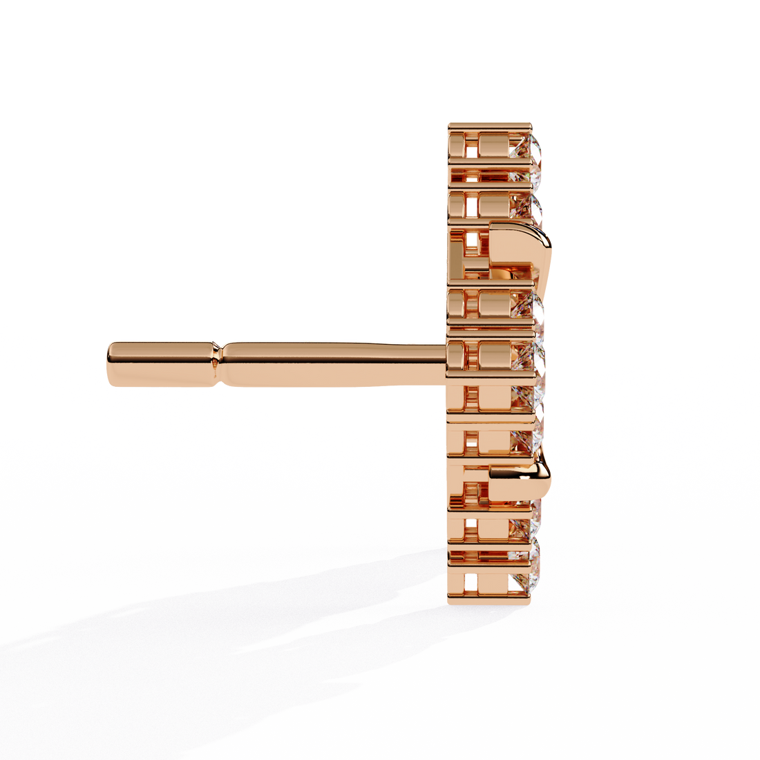 Lab Grown Diamond Floral Stud Earrings – Gold Square Cluster Design