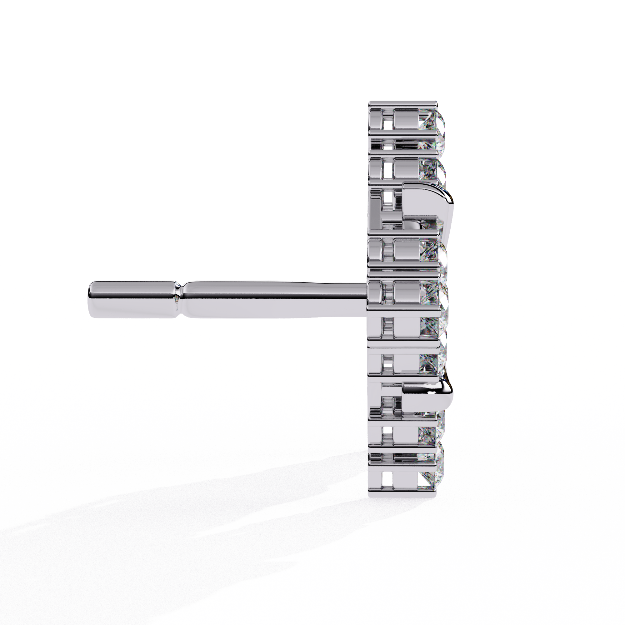 Lab Grown Diamond Floral Stud Earrings – Gold Square Cluster Design in 925 silver 