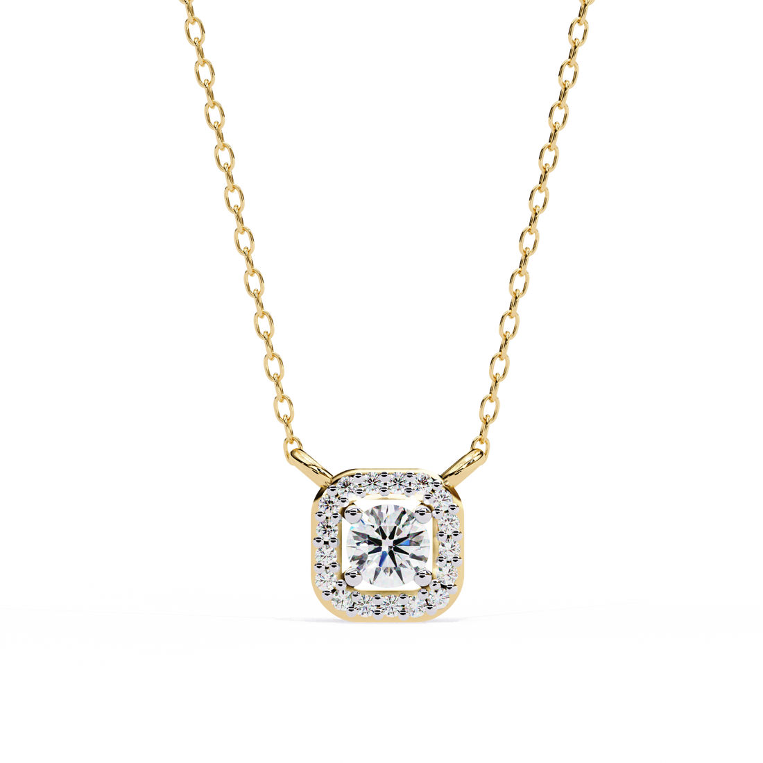 Lab Grown Diamond Halo Pendant with Chain