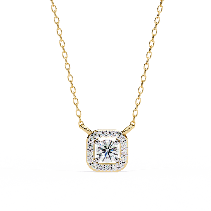 Lab Grown Diamond Halo Pendant with Chain
