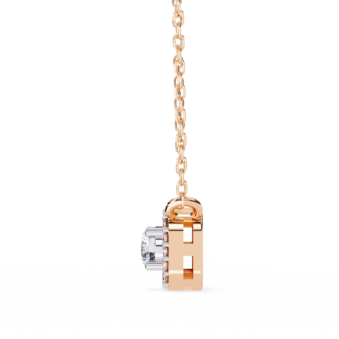 Lab Grown Diamond Halo Pendant with Chain