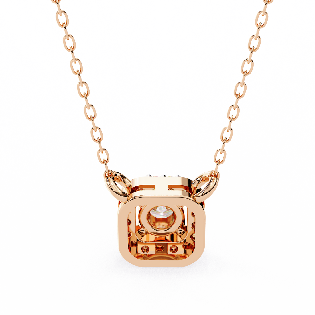 Lab Grown Diamond Halo Pendant with Chain