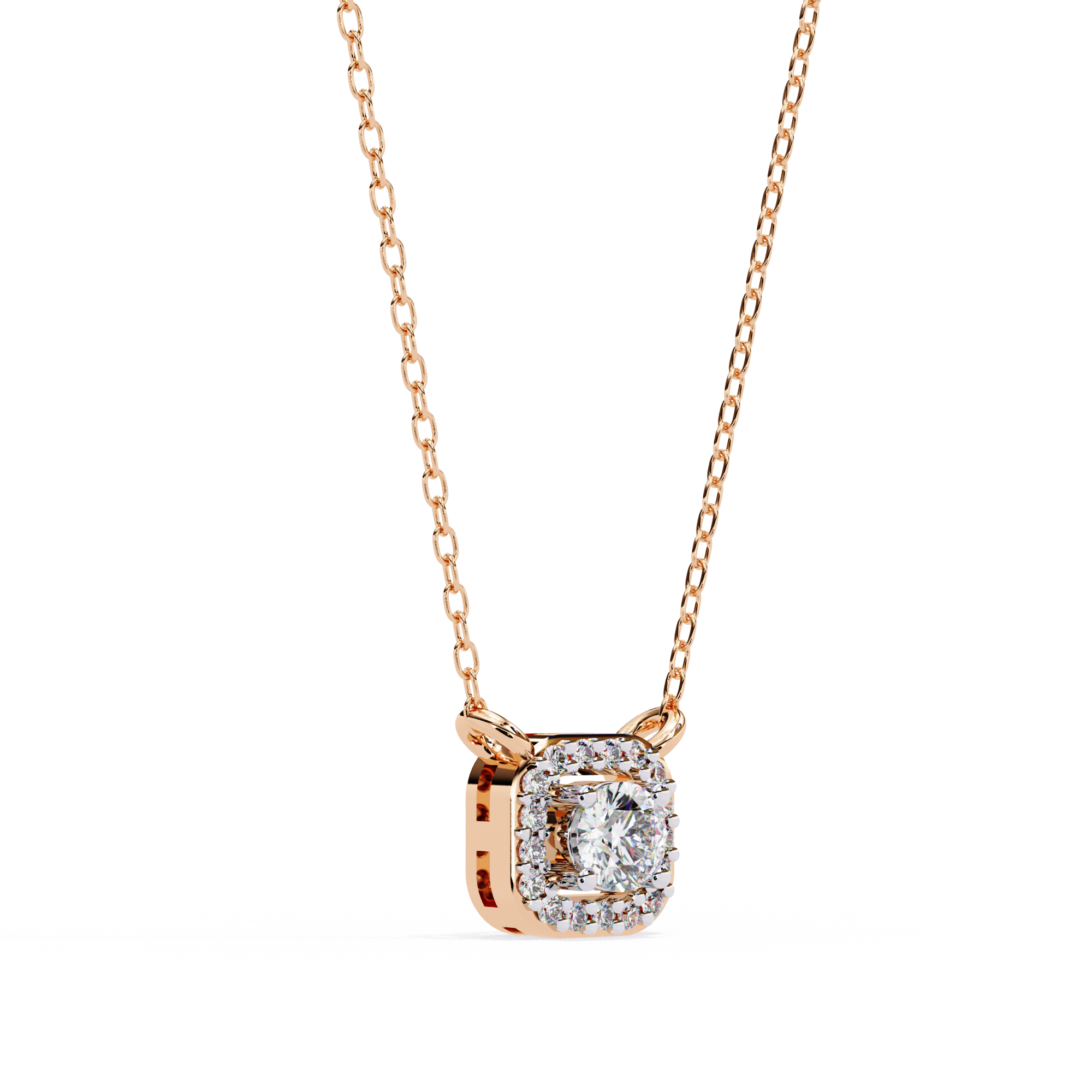 Lab Grown Diamond Halo Pendant with Chain
