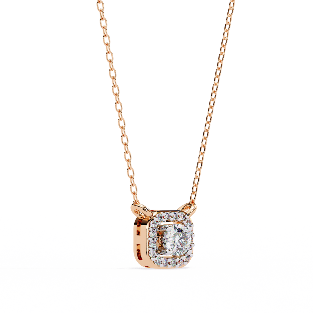 Lab Grown Diamond Halo Pendant with Chain