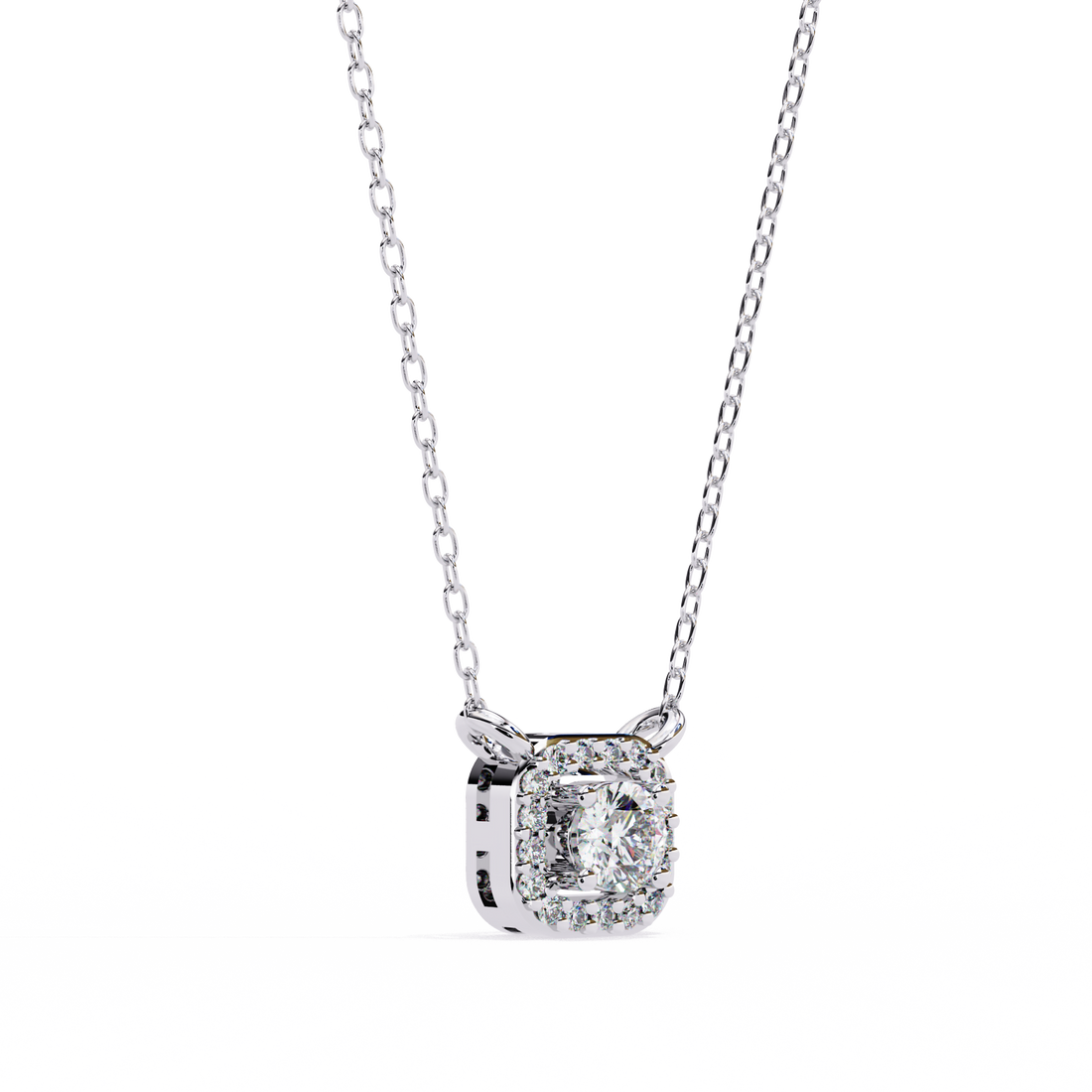 Lab Grown Diamond Halo Pendant with Chain