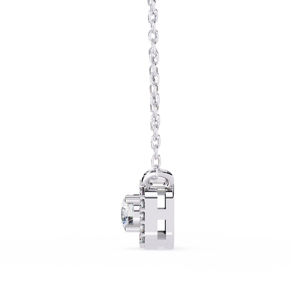 Lab Grown Diamond Halo Pendant with Chain