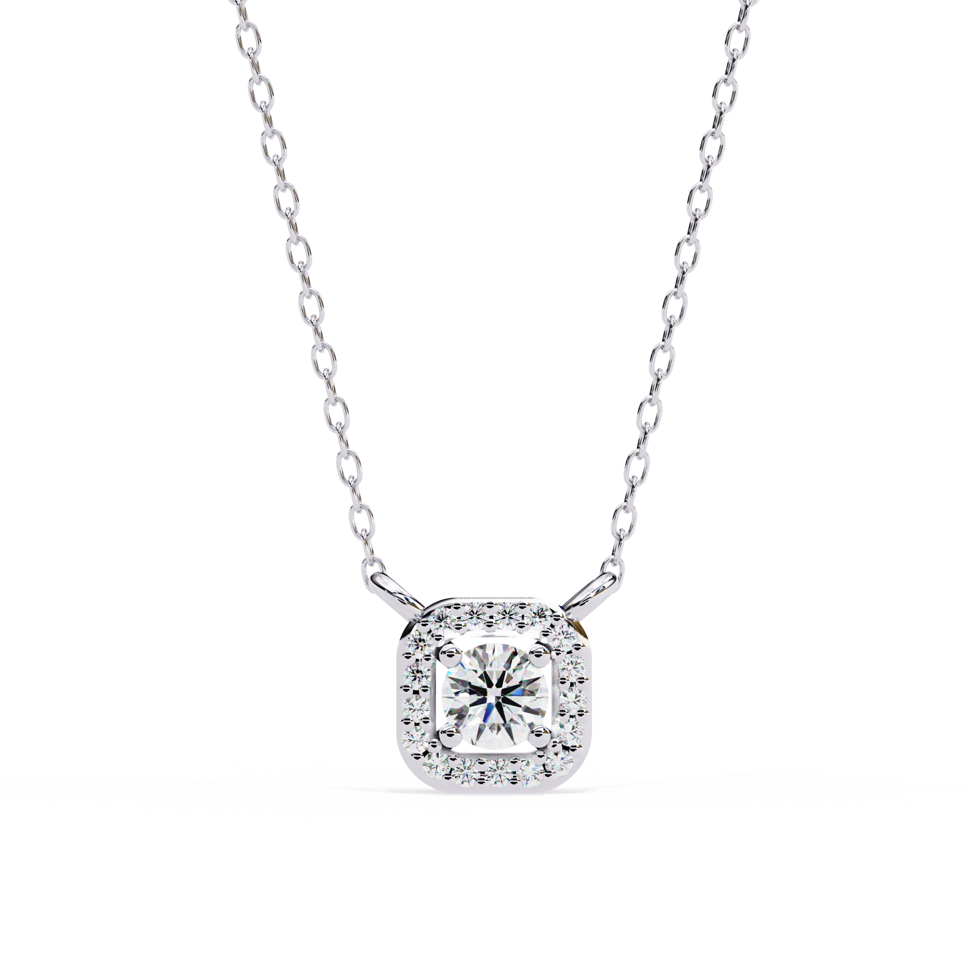 Lab Grown Diamond Halo Pendant with Chain