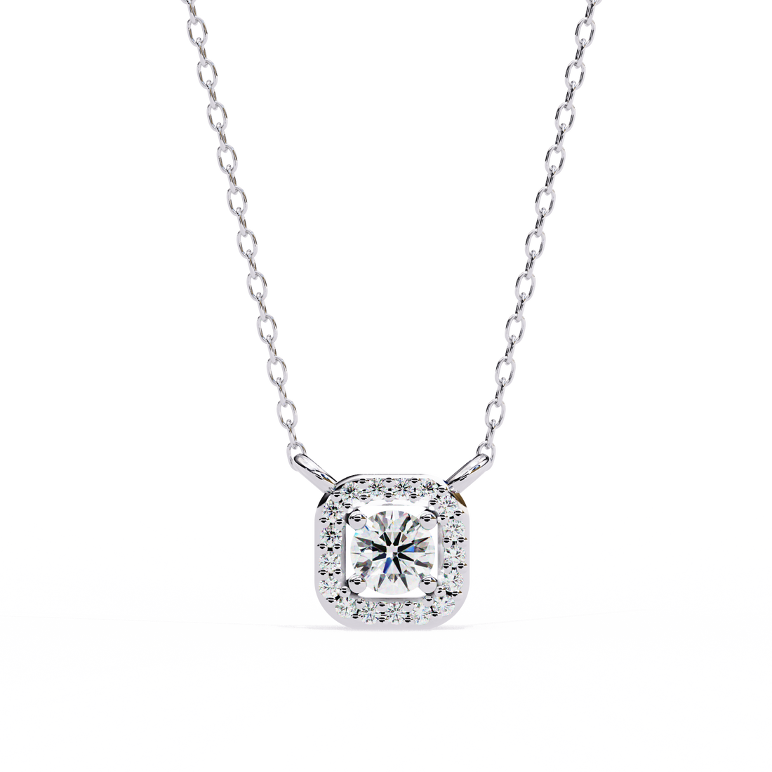 Lab Grown Diamond Halo Pendant with Chain