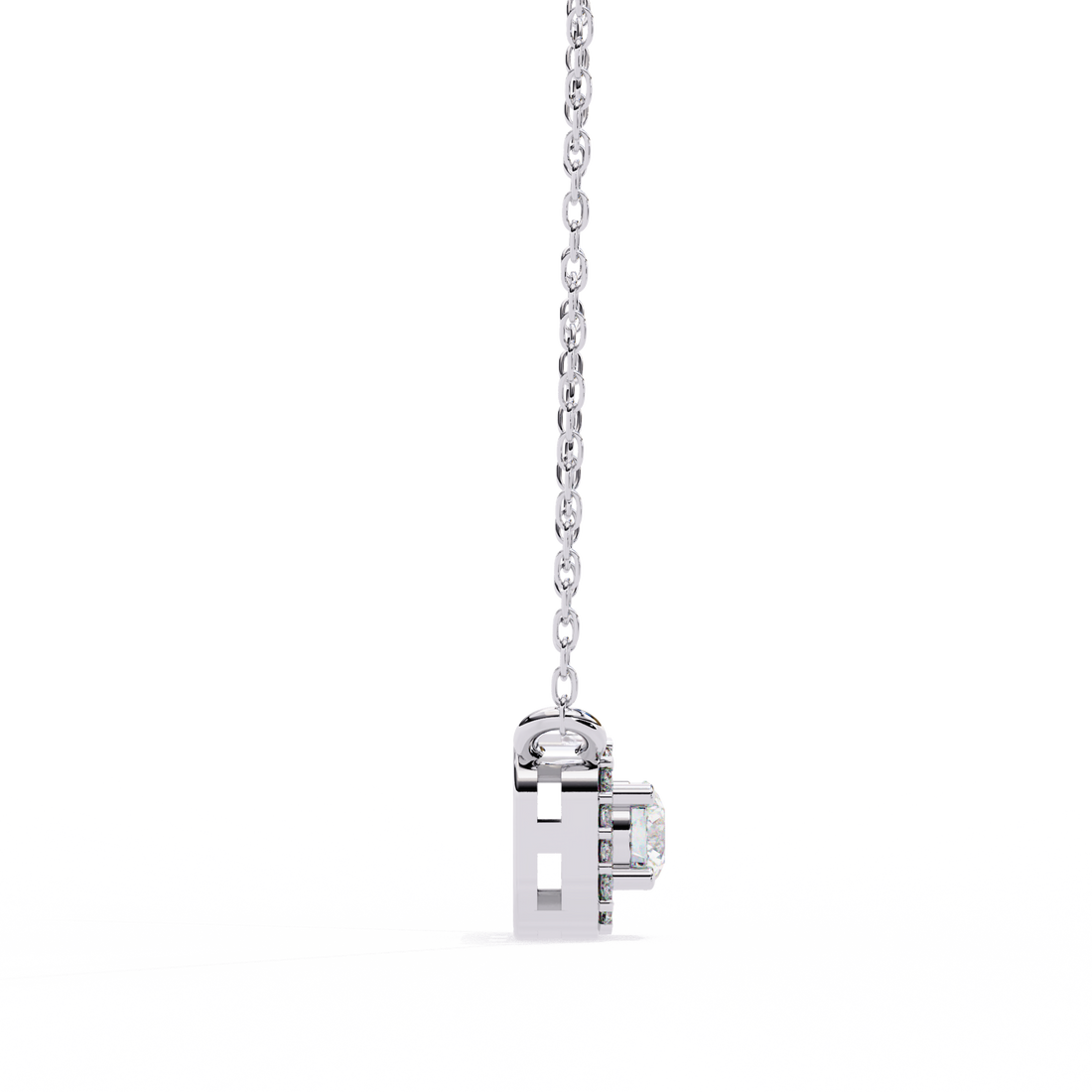 Lab Grown Diamond Halo Pendant with Chain