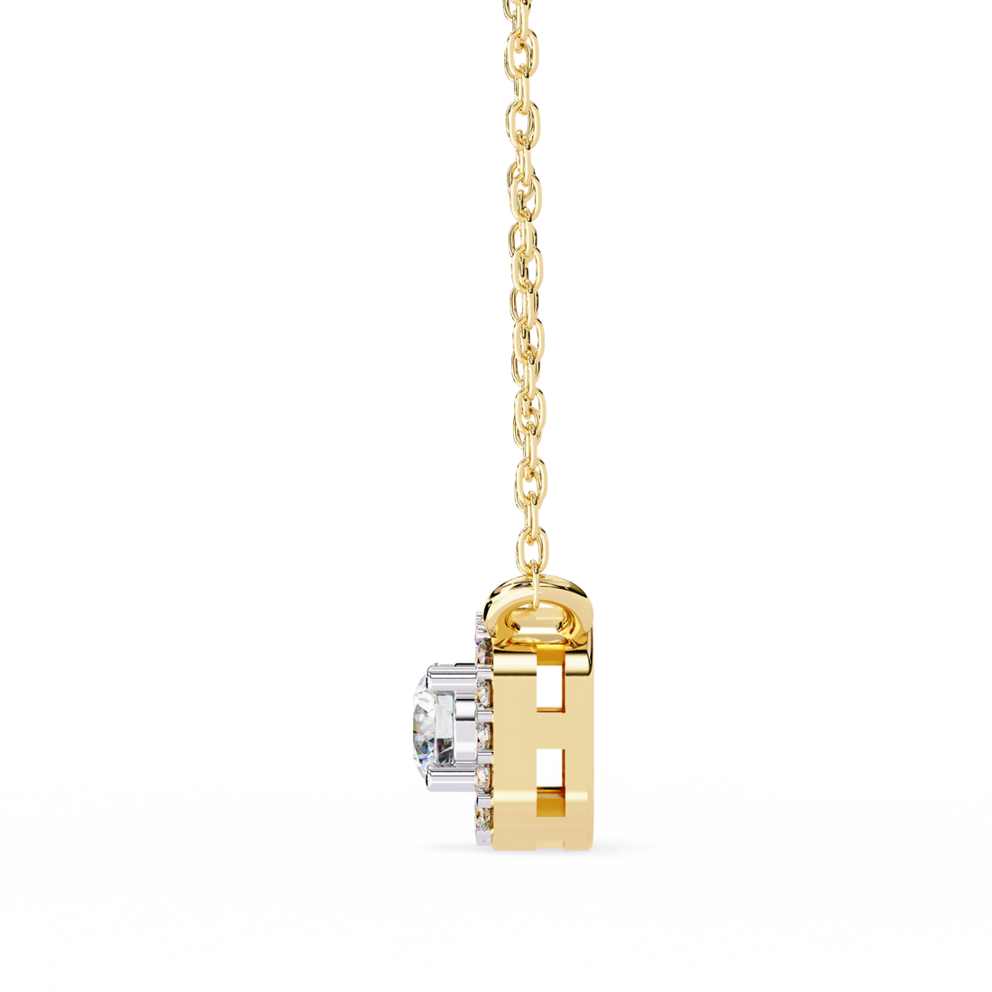 Lab Grown Diamond Halo Pendant with Chain