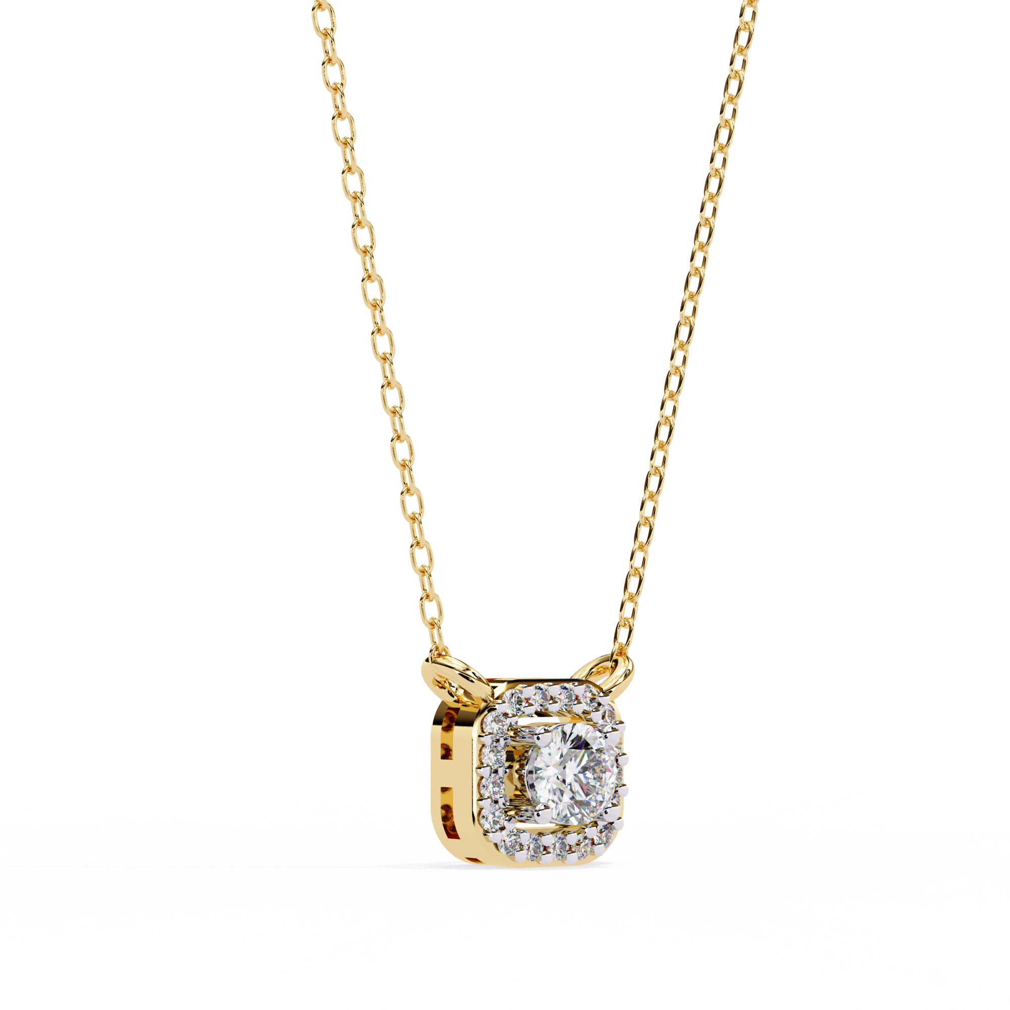 Lab Grown Diamond Halo Pendant with Chain