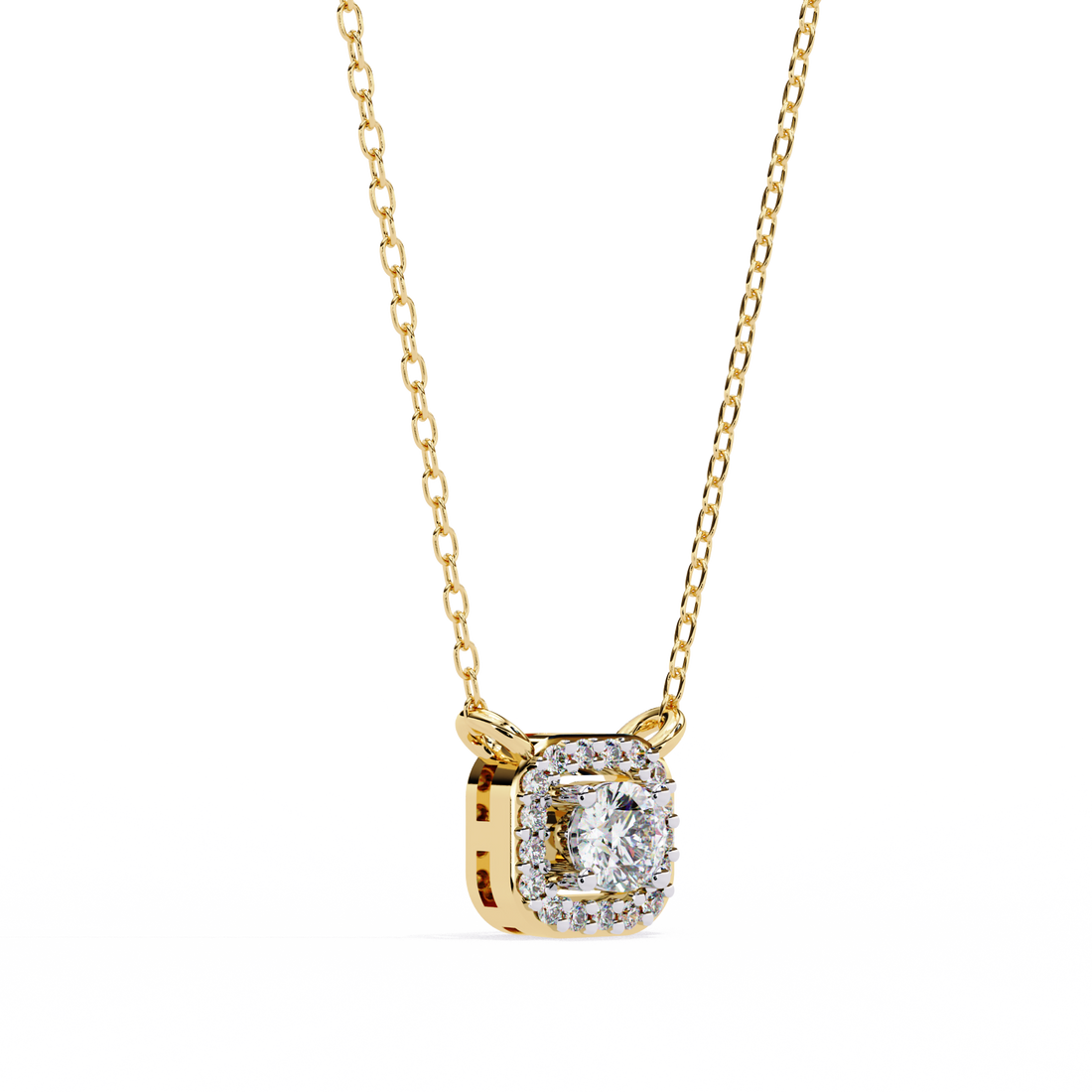 Lab Grown Diamond Halo Pendant with Chain