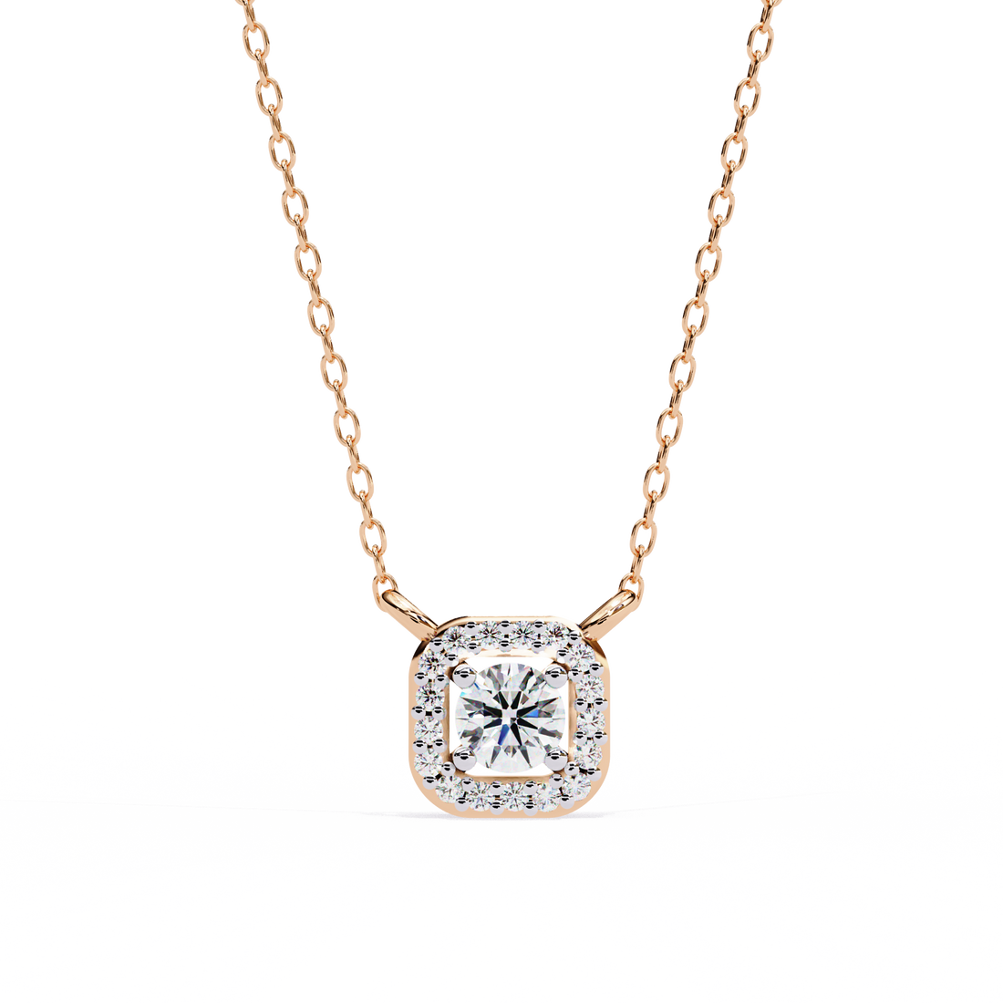 Lab Grown Diamond Halo Pendant with Chain