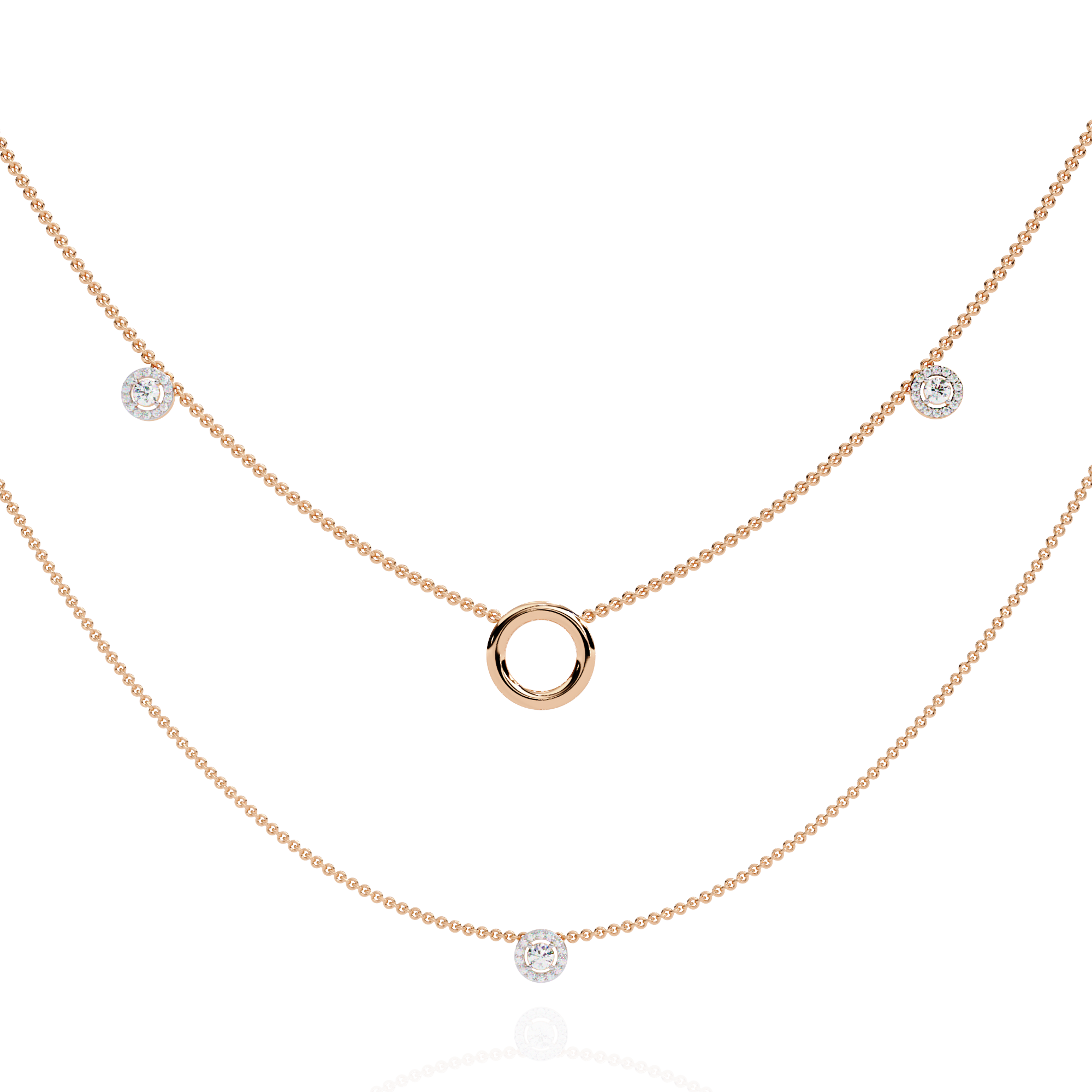 Lab Grown Diamond Layered Necklace – Gold Bezel & Circle Pendant