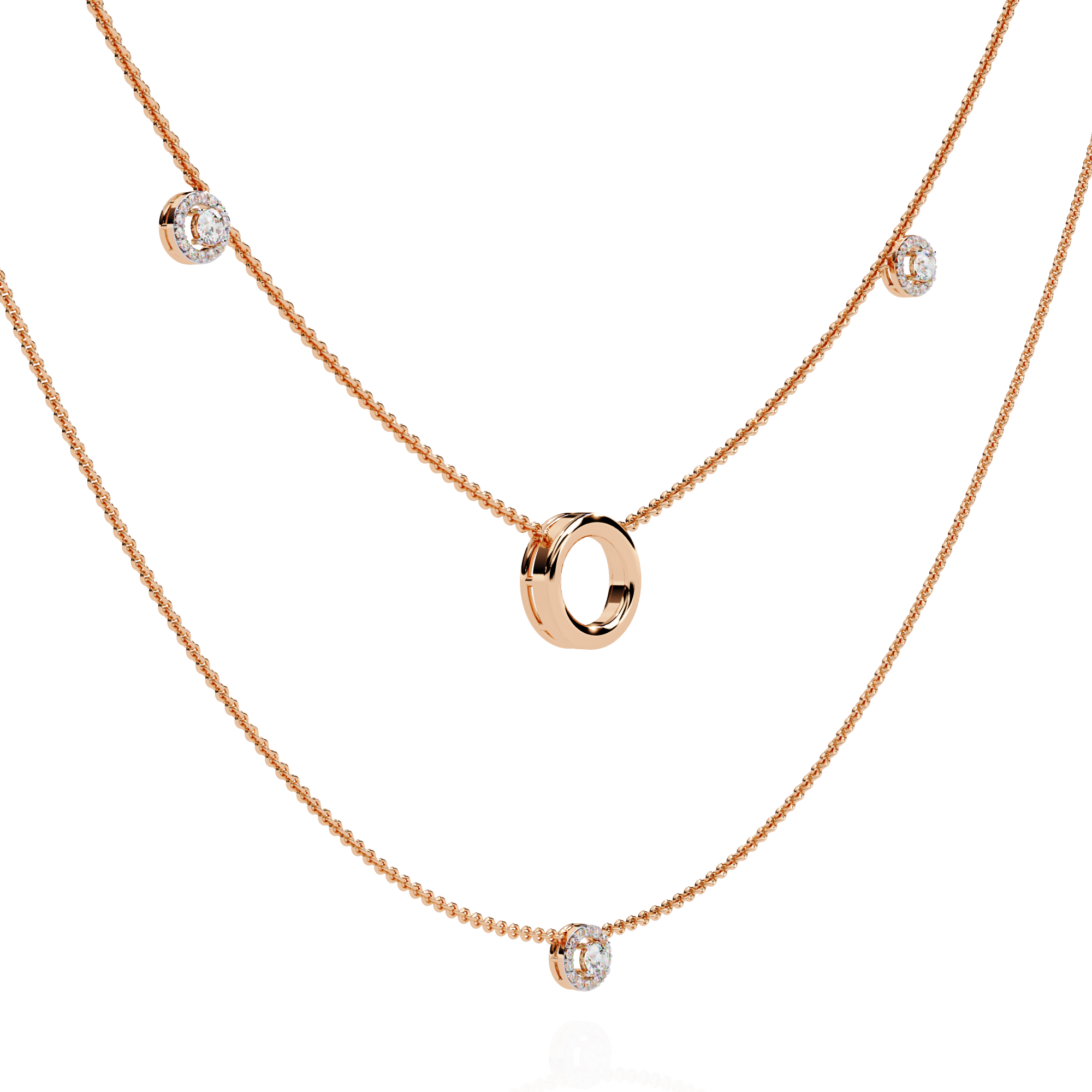 Lab Grown Diamond Layered Necklace – Gold Bezel & Circle Pendant