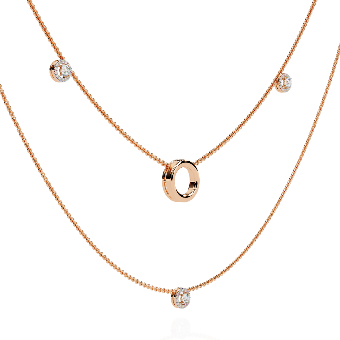 Lab Grown Diamond Layered Necklace – Gold Bezel & Circle Pendant