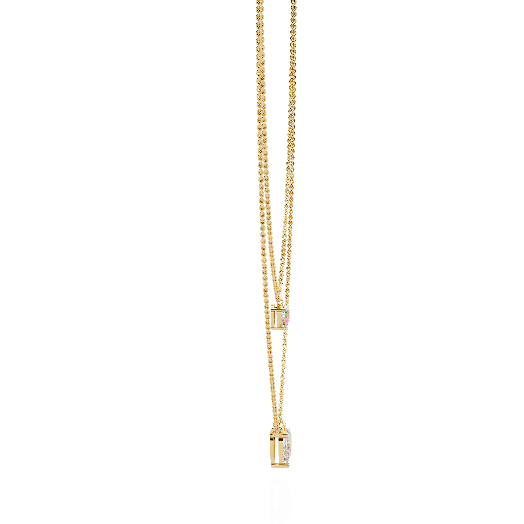 Lab Grown Diamond Pear Pendant Necklace – Gold Double Layer Design