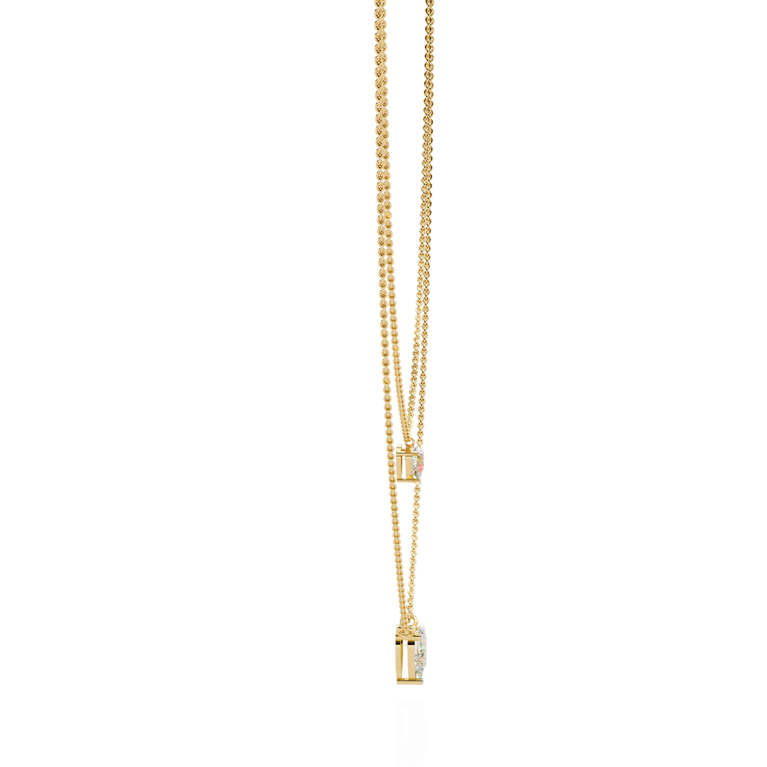 Lab Grown Diamond Pear Pendant Necklace – Gold Double Layer Design