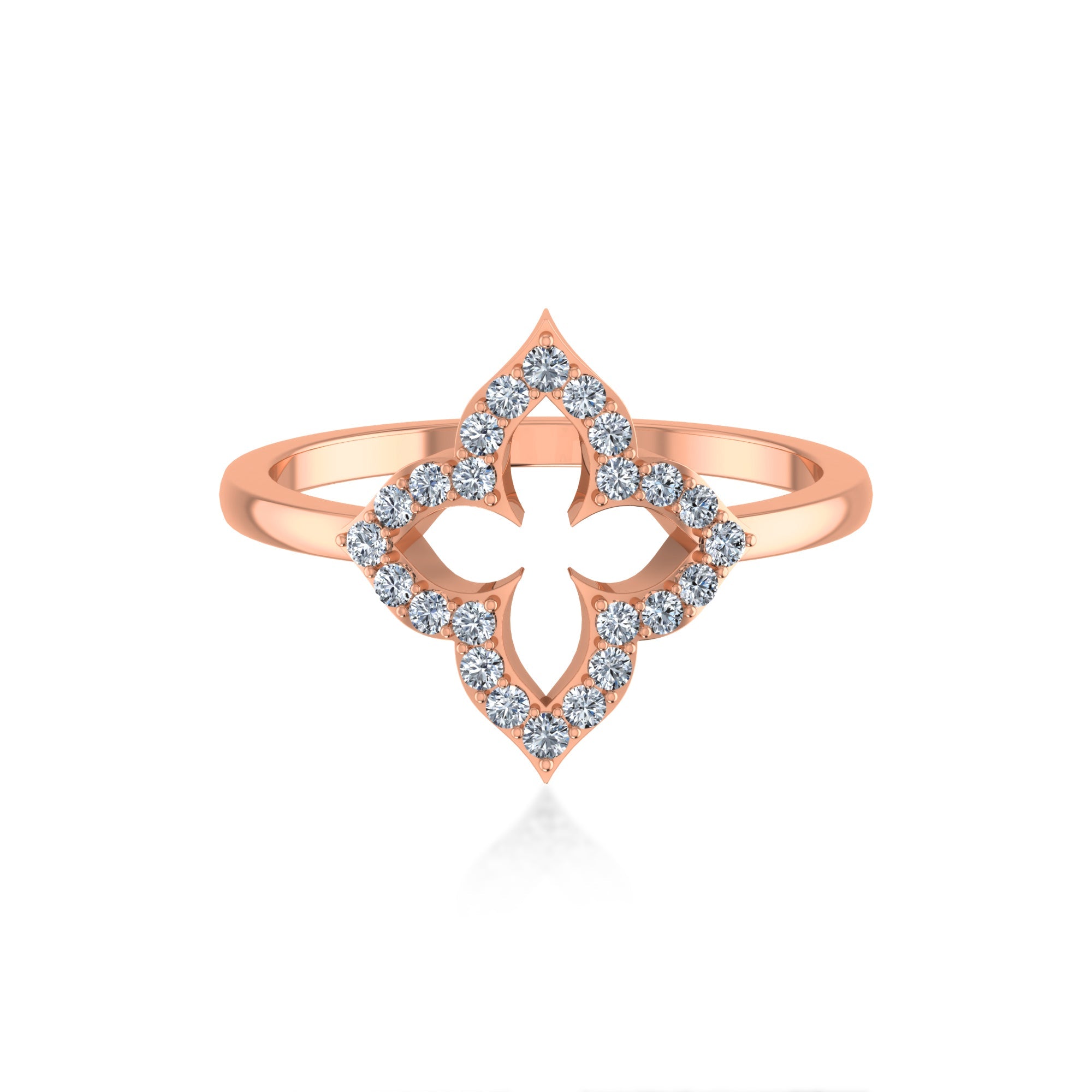 Lab Grown Diamond Petal Clover Ring 4