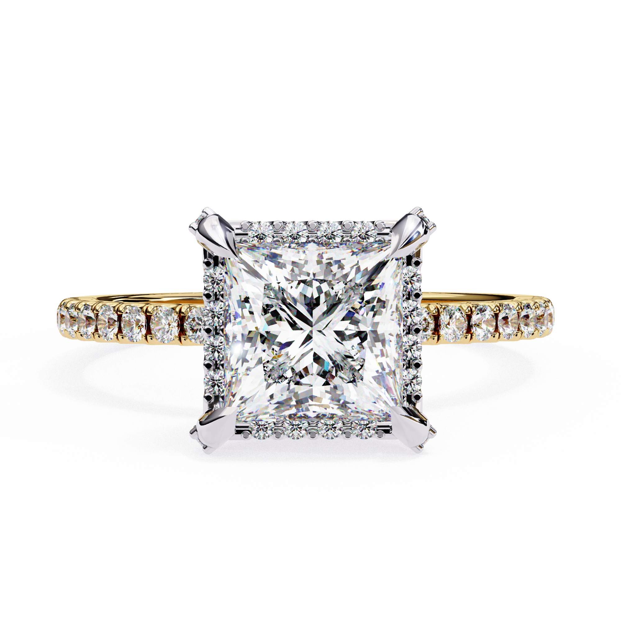 Lab Grown Diamond Princess Cut Halo Ring