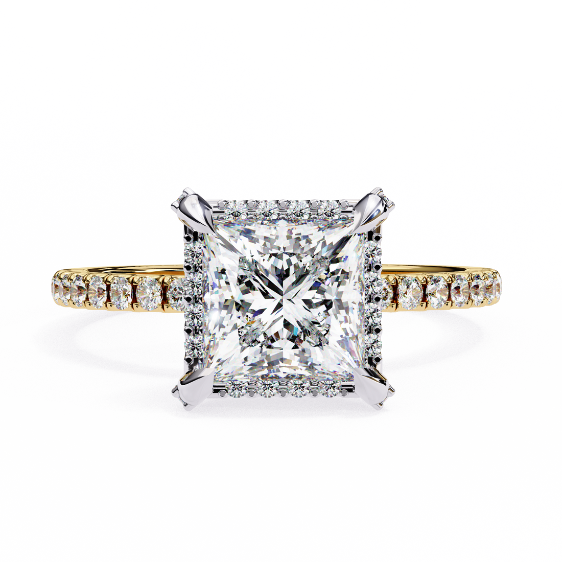 Lab Grown Diamond Princess Cut Halo Ring