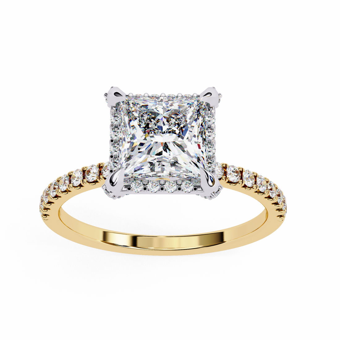 Lab Grown Diamond Princess Cut Halo Ring2