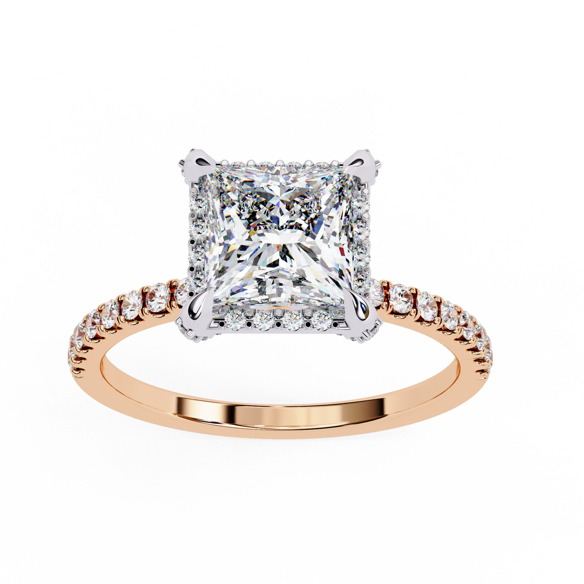 Lab Grown Diamond Princess Cut Halo Ring6