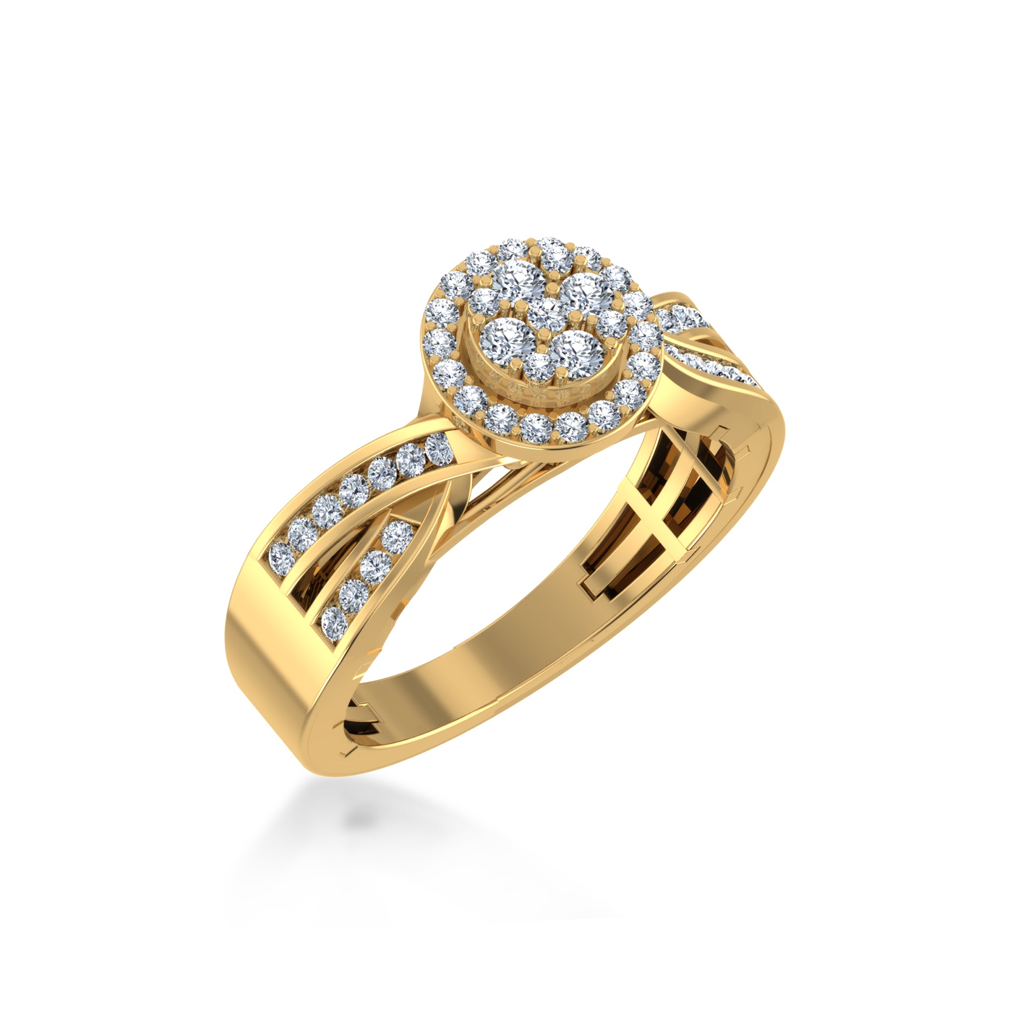 Lab Grown Diamond Ring | Round Cluster Halo Design | Elegant Statement Jewelry 2