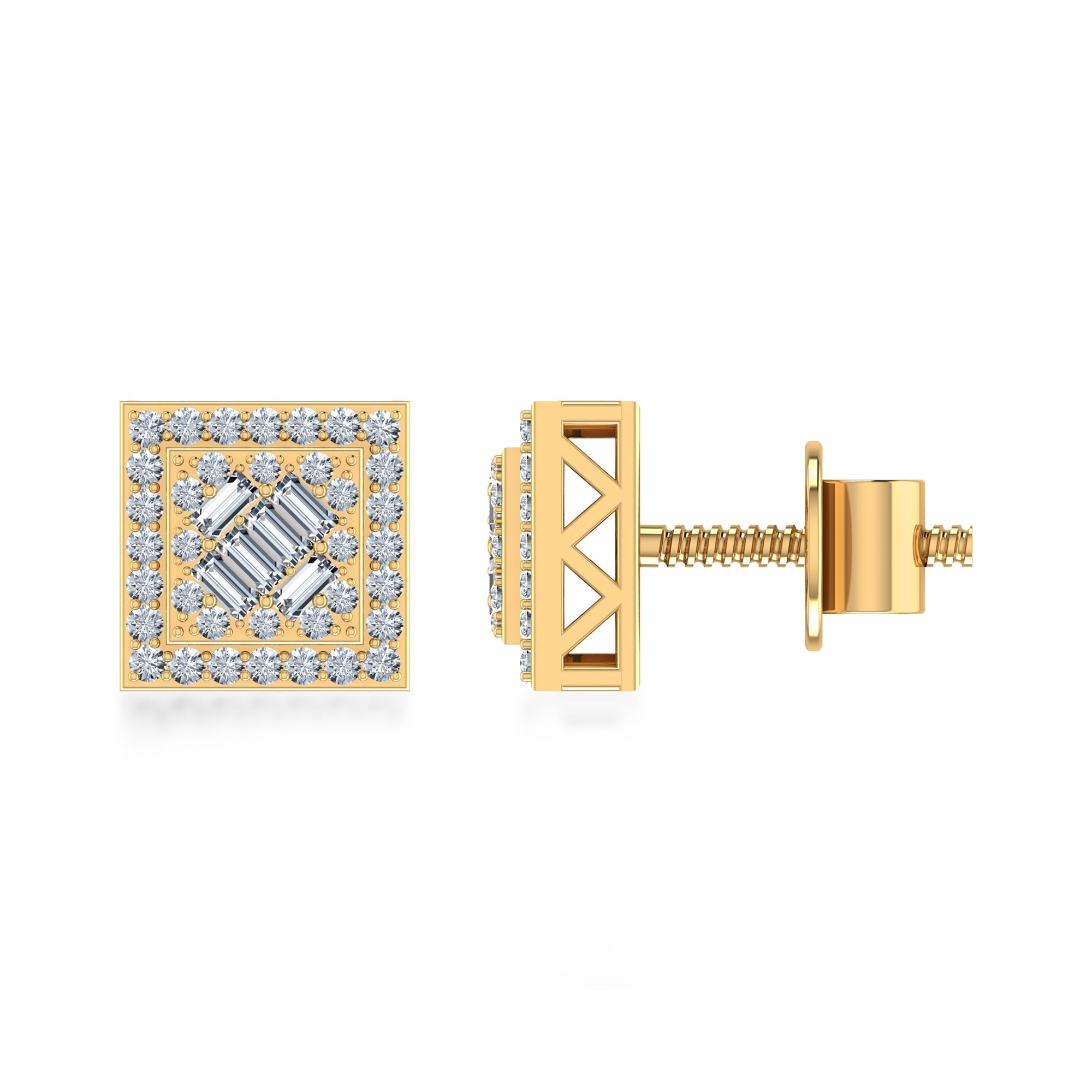 Lab Grown Diamond Square Halo Earrings